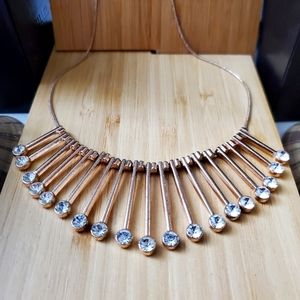 Rose Golden Parallel Drop Pendants Statement Necklace